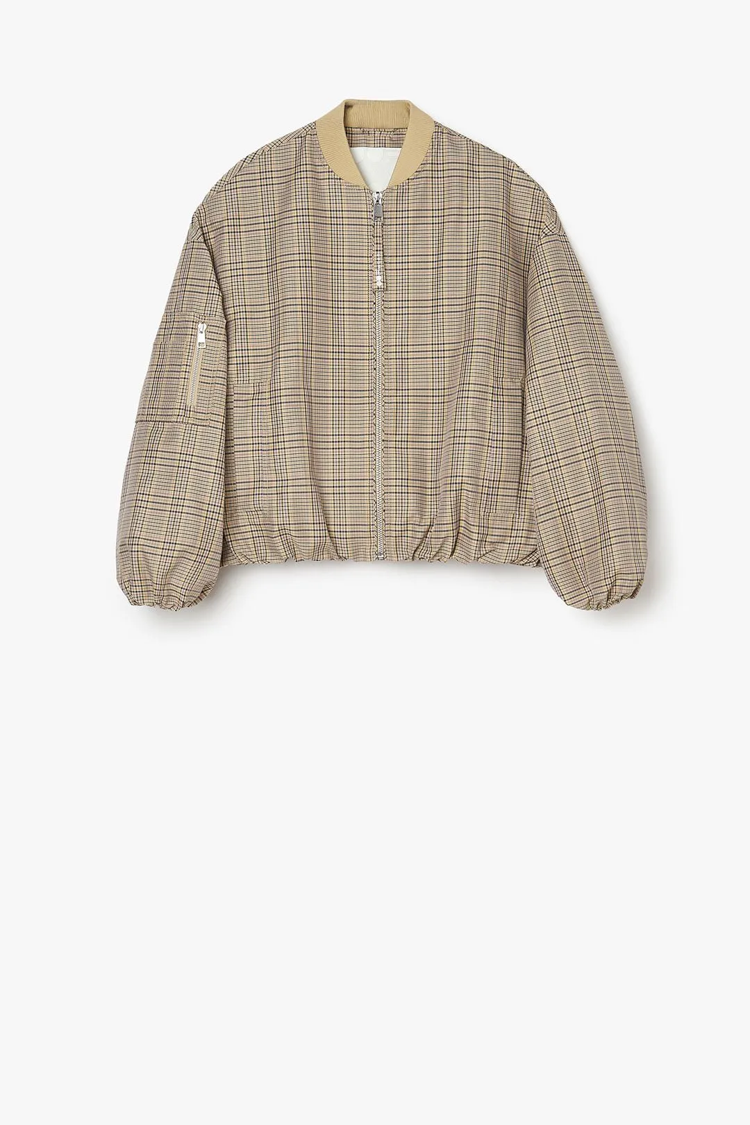 Memory Nylon Bomber Jacket - Plaid