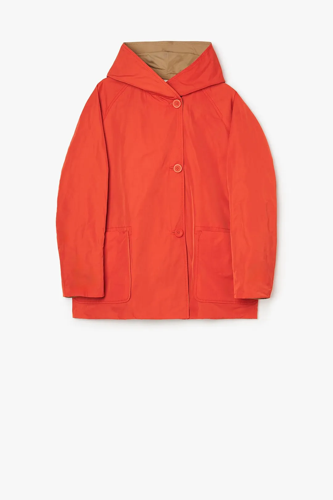 Memory Nylon Reversible Hooded Jacket - Flame