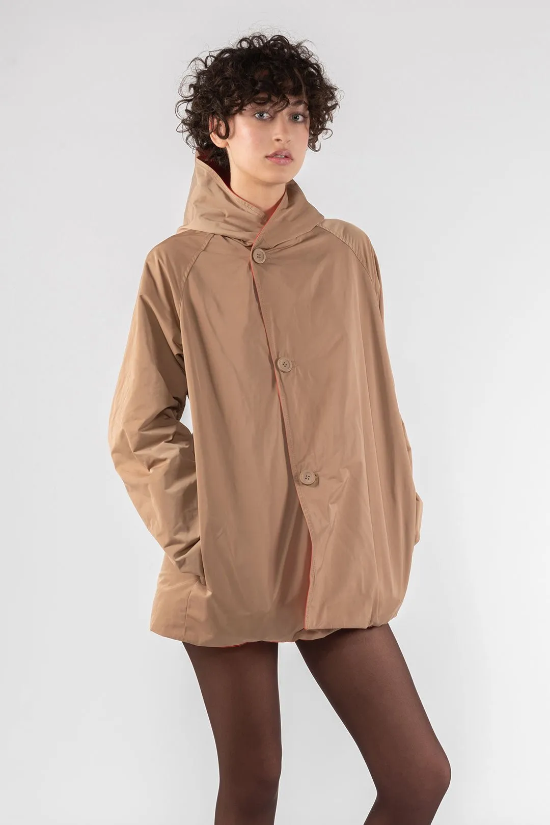 Memory Nylon Reversible Hooded Jacket - Flame