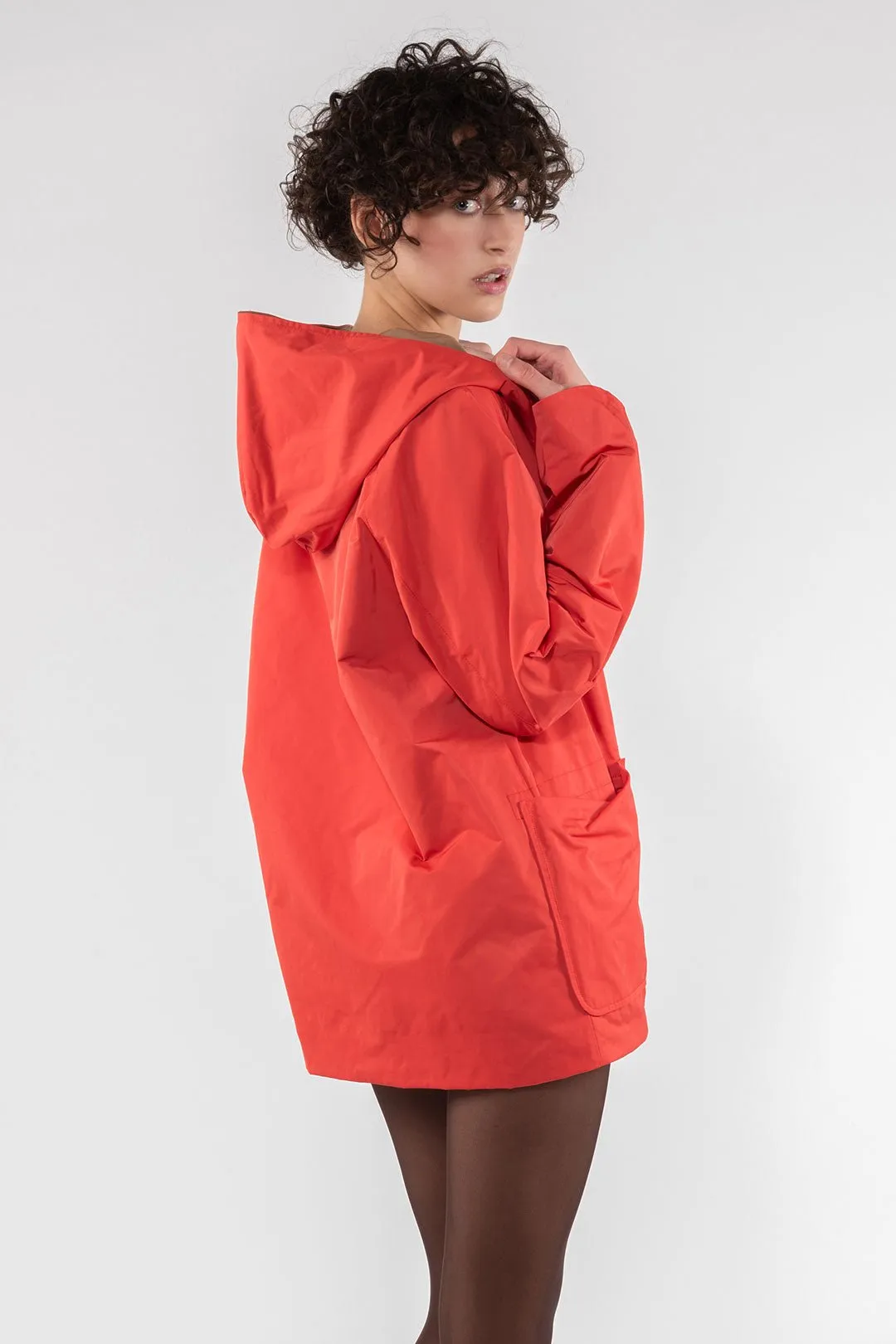 Memory Nylon Reversible Hooded Jacket - Flame
