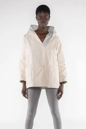 Memory Nylon Reversible Hooded Jacket - Panna