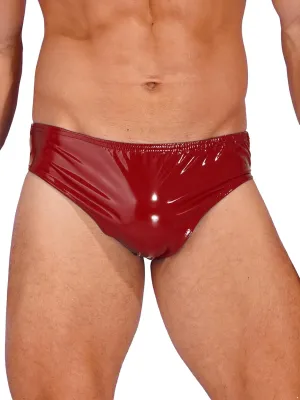 Men Leather Briefs Underwear Low Rise Pouch Swim Trunks Shiny Metallic Underpant Clubwear