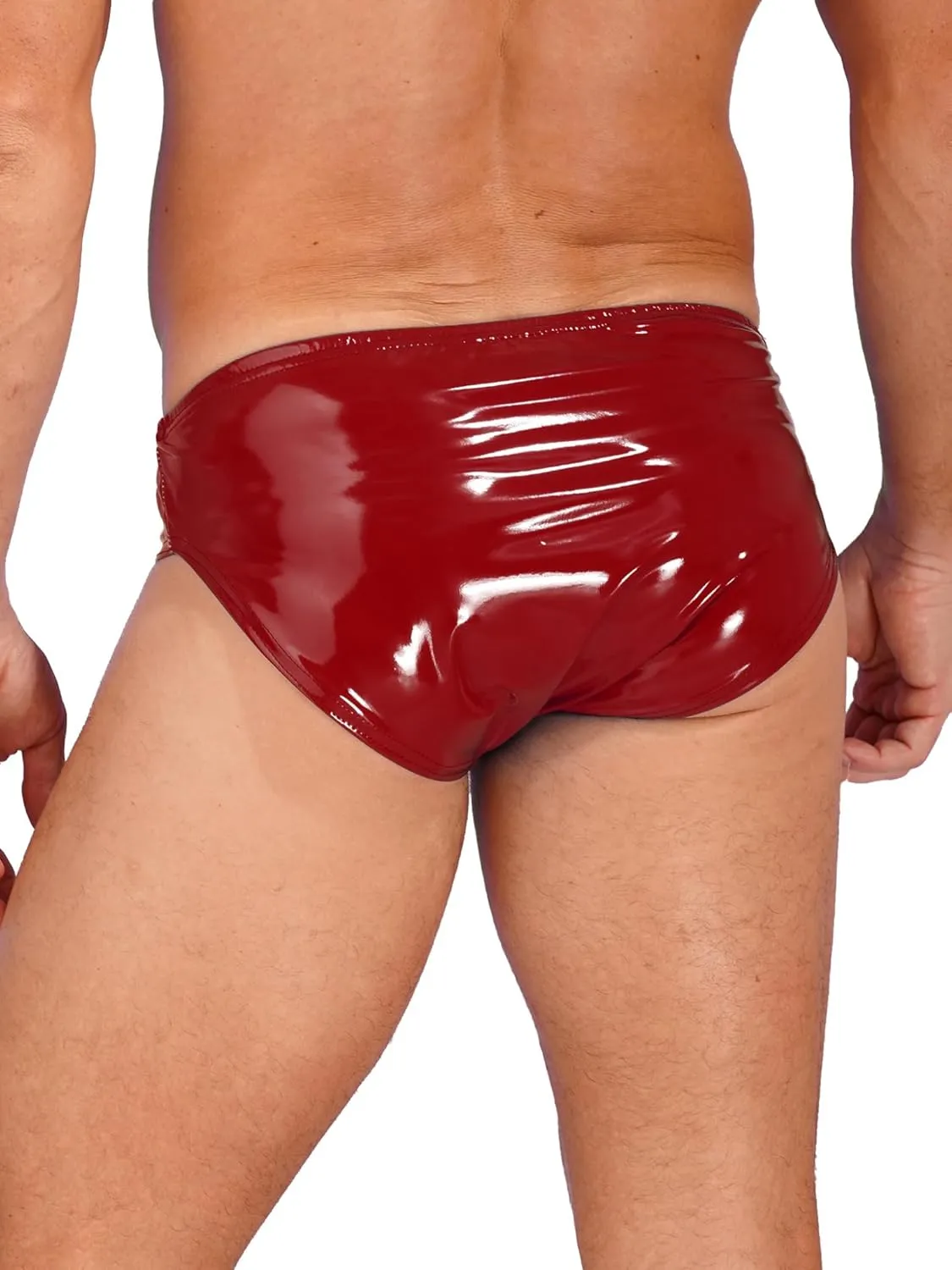 Men Leather Briefs Underwear Low Rise Pouch Swim Trunks Shiny Metallic Underpant Clubwear