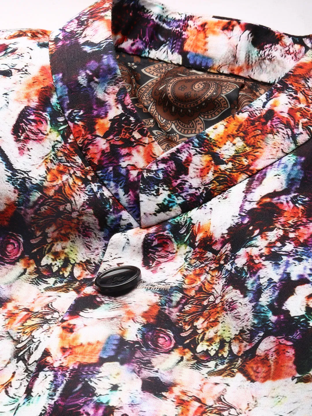 Men Multi Printed Bandhgala Slim Fit Blazer