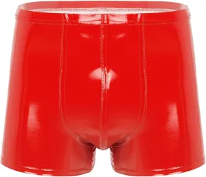 Men's Faux Leather Low Rise Pouch Trunks Shorts Underwear Hot Pants Bikini Briefs
