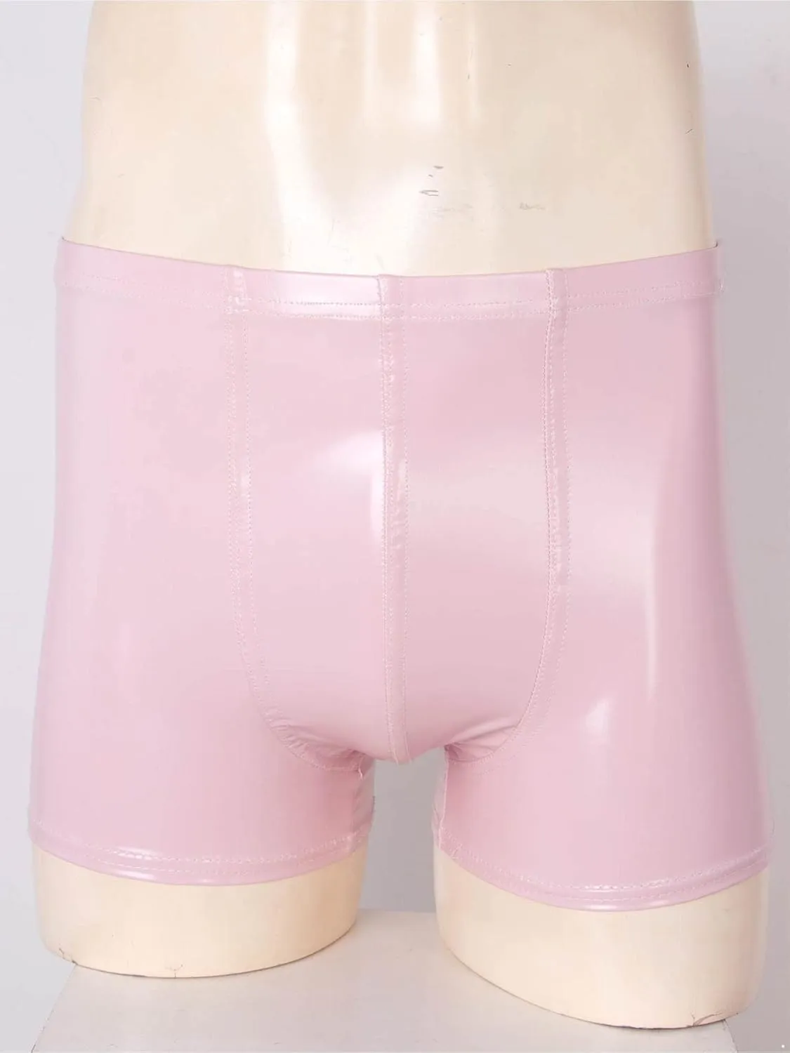 Men's Faux Leather Low Rise Pouch Trunks Shorts Underwear Hot Pants Bikini Briefs