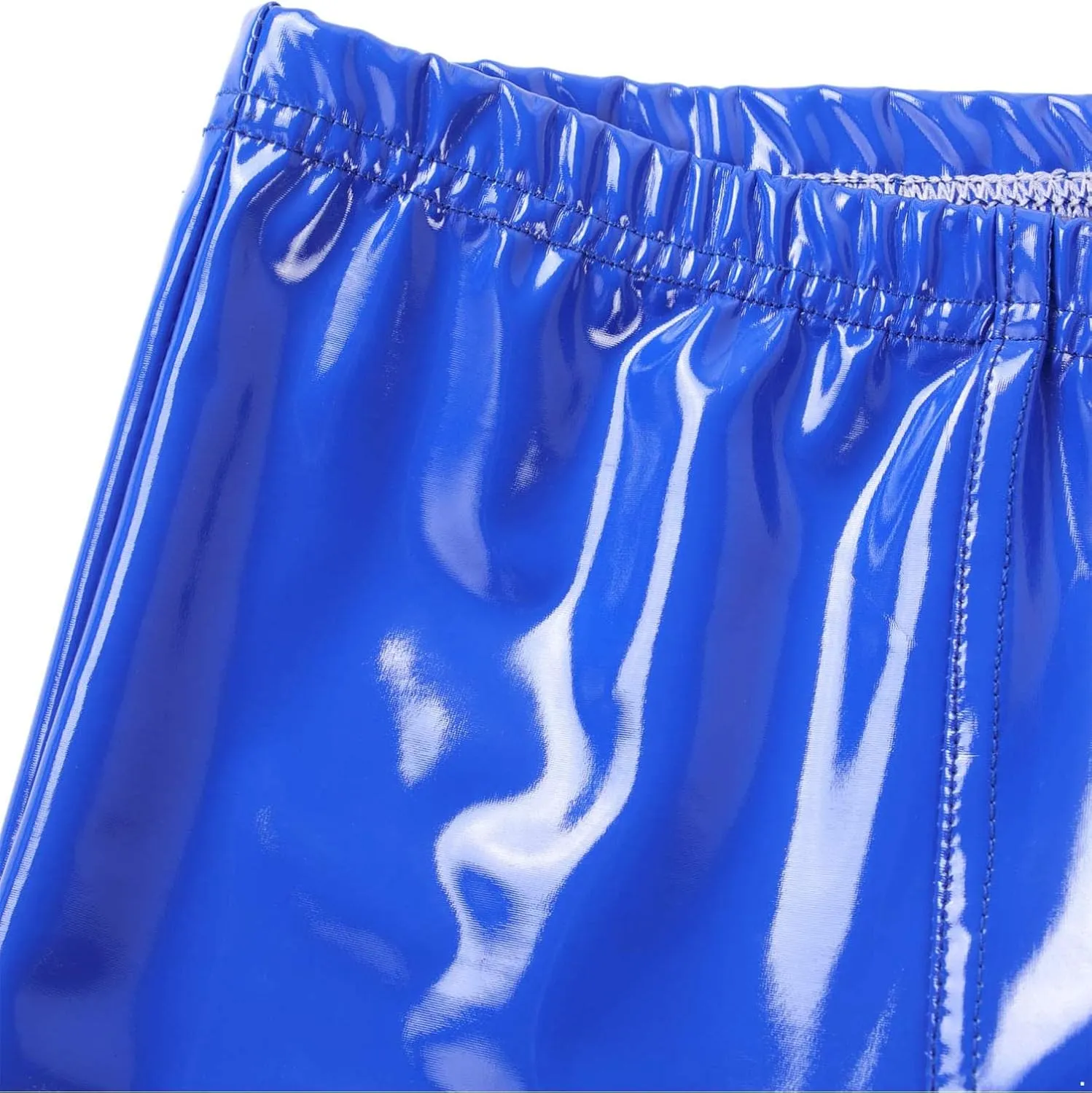 Mens Latex Faux Leather Boxer Shorts Shiny Metallic Briefs Bulge Pouch Hot Pants Swim Trunks