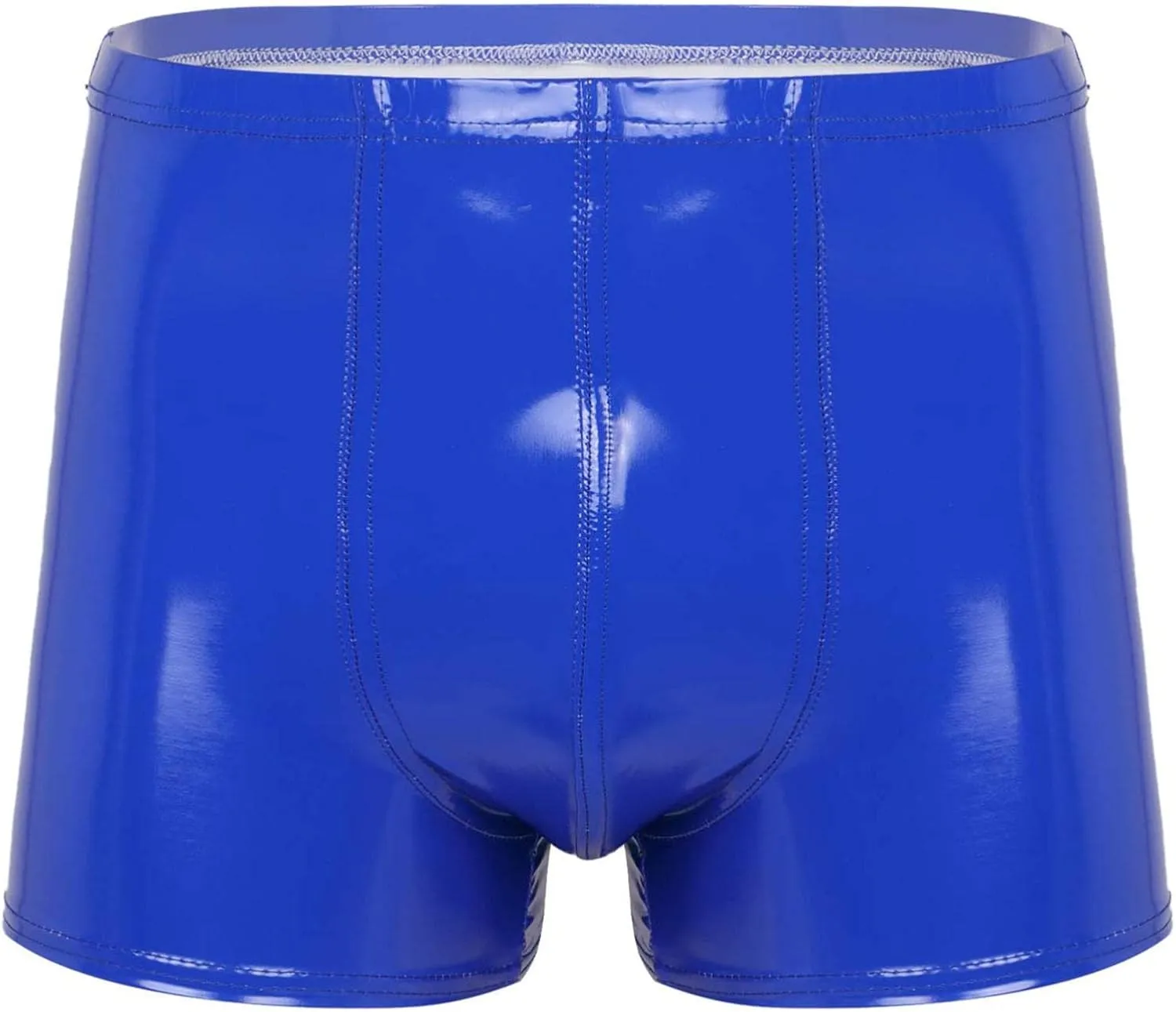 Mens Latex Faux Leather Boxer Shorts Shiny Metallic Briefs Bulge Pouch Hot Pants Swim Trunks