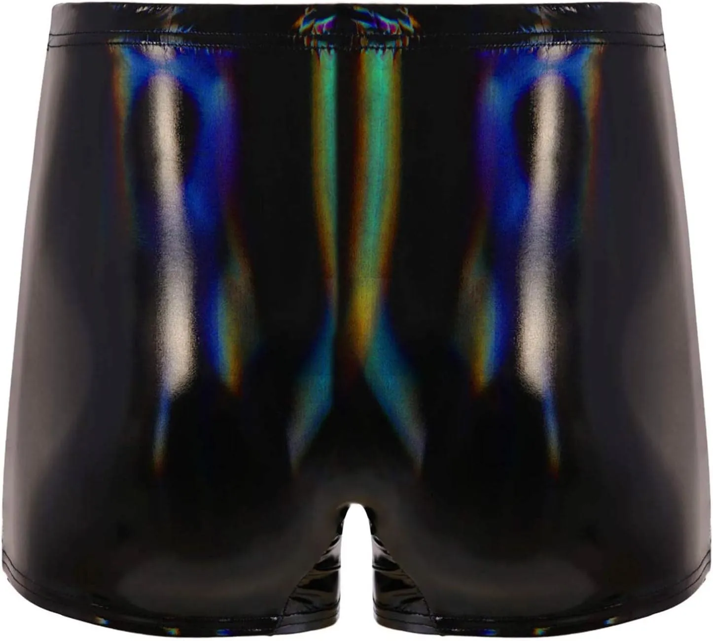 Mens Latex Faux Leather Boxer Shorts Shiny Metallic Briefs Bulge Pouch Hot Pants Swim Trunks