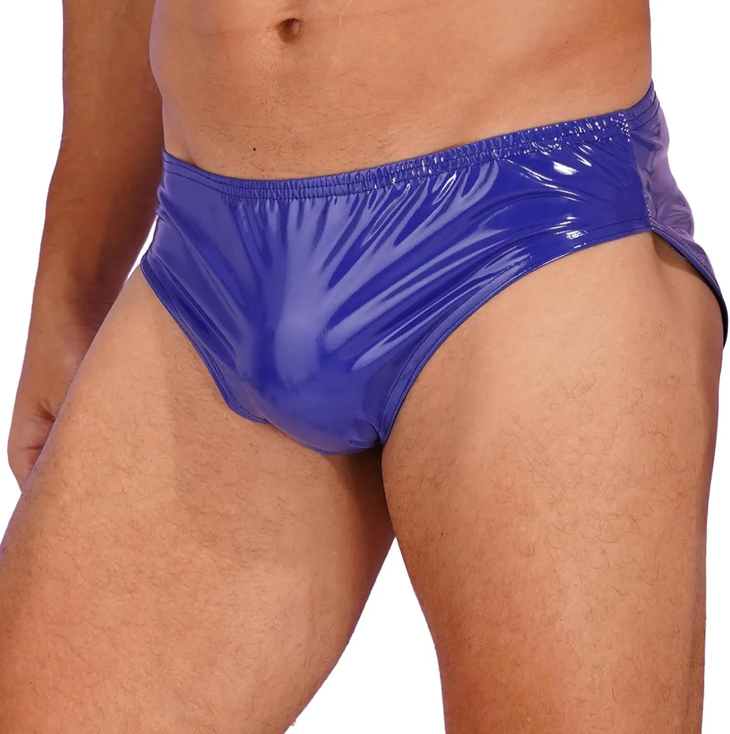Mens Latex Lingerie Underwear Patent Leather Underpants Low Waist Sexy Bikini Briefs
