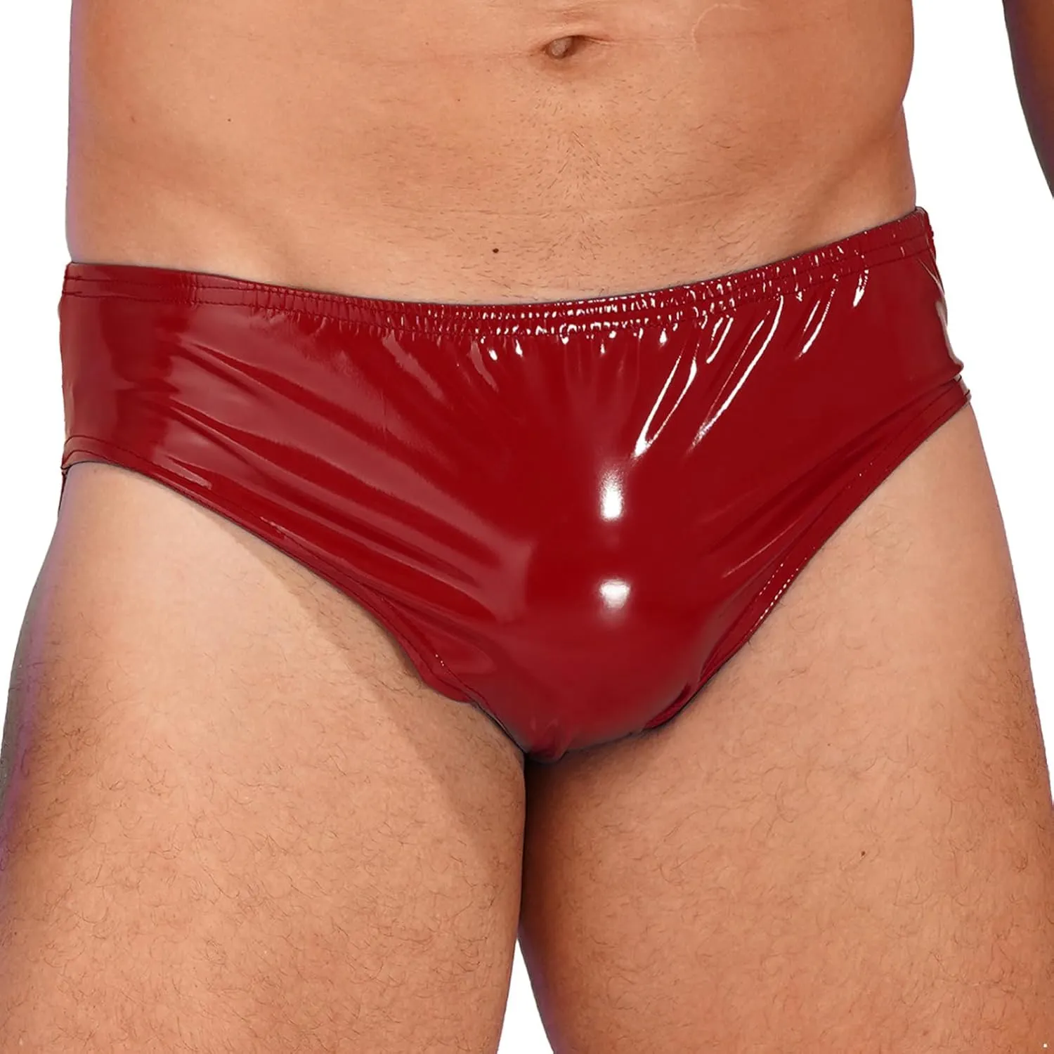 Mens Latex Lingerie Underwear Patent Leather Underpants Low Waist Sexy Bikini Briefs