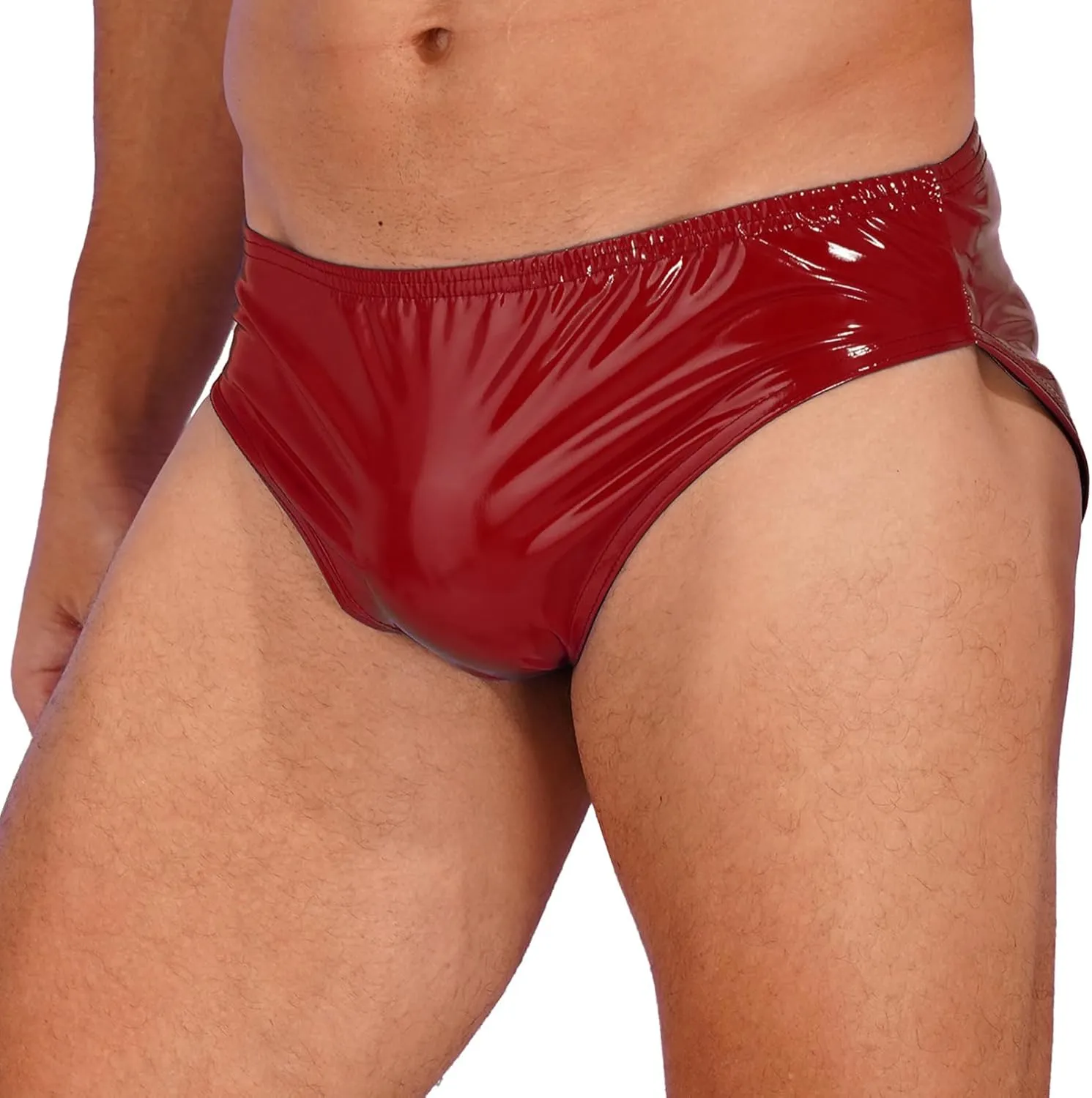 Mens Latex Lingerie Underwear Patent Leather Underpants Low Waist Sexy Bikini Briefs