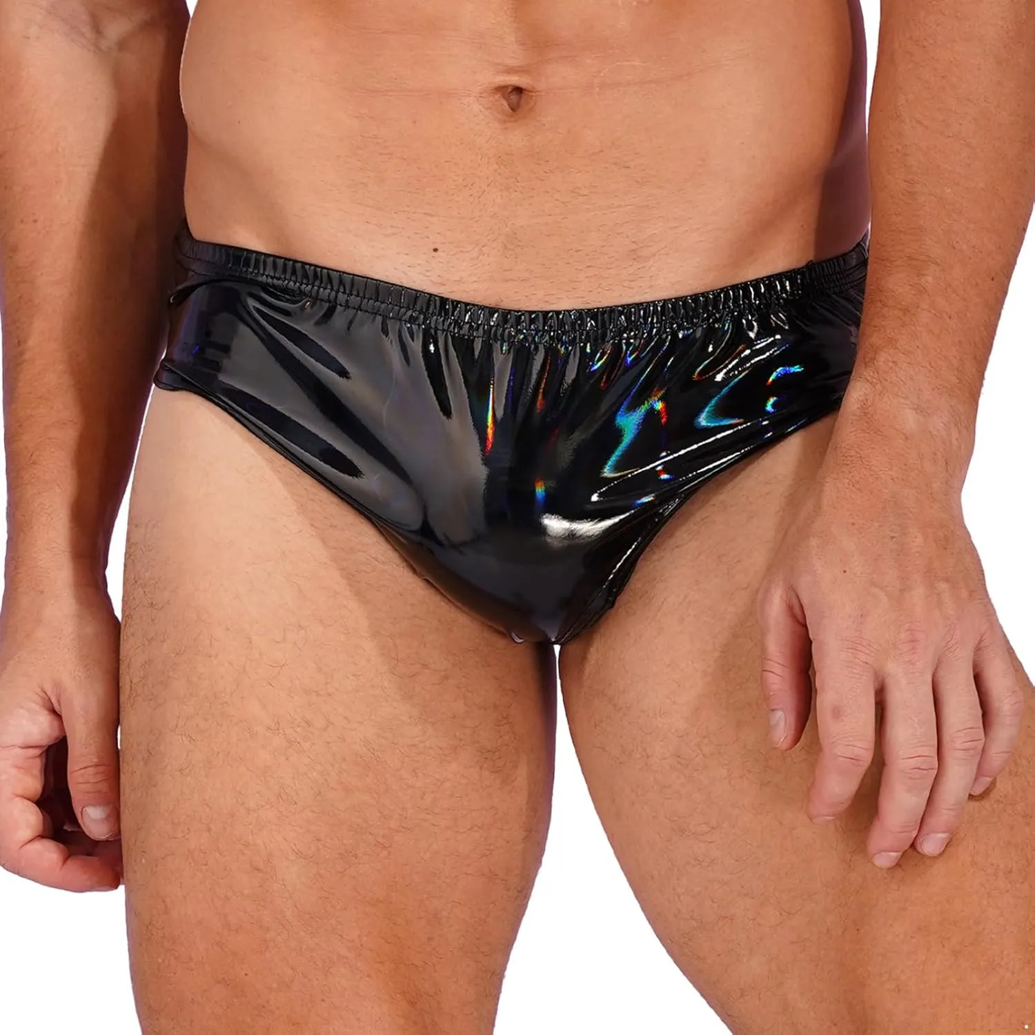 Mens Latex Lingerie Underwear Patent Leather Underpants Low Waist Sexy Bikini Briefs