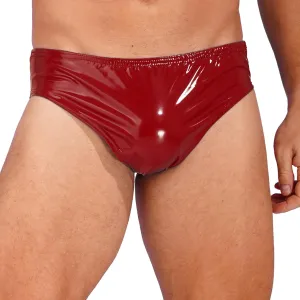Mens Latex Lingerie Underwear Patent Leather Underpants Low Waist Sexy Bikini Briefs