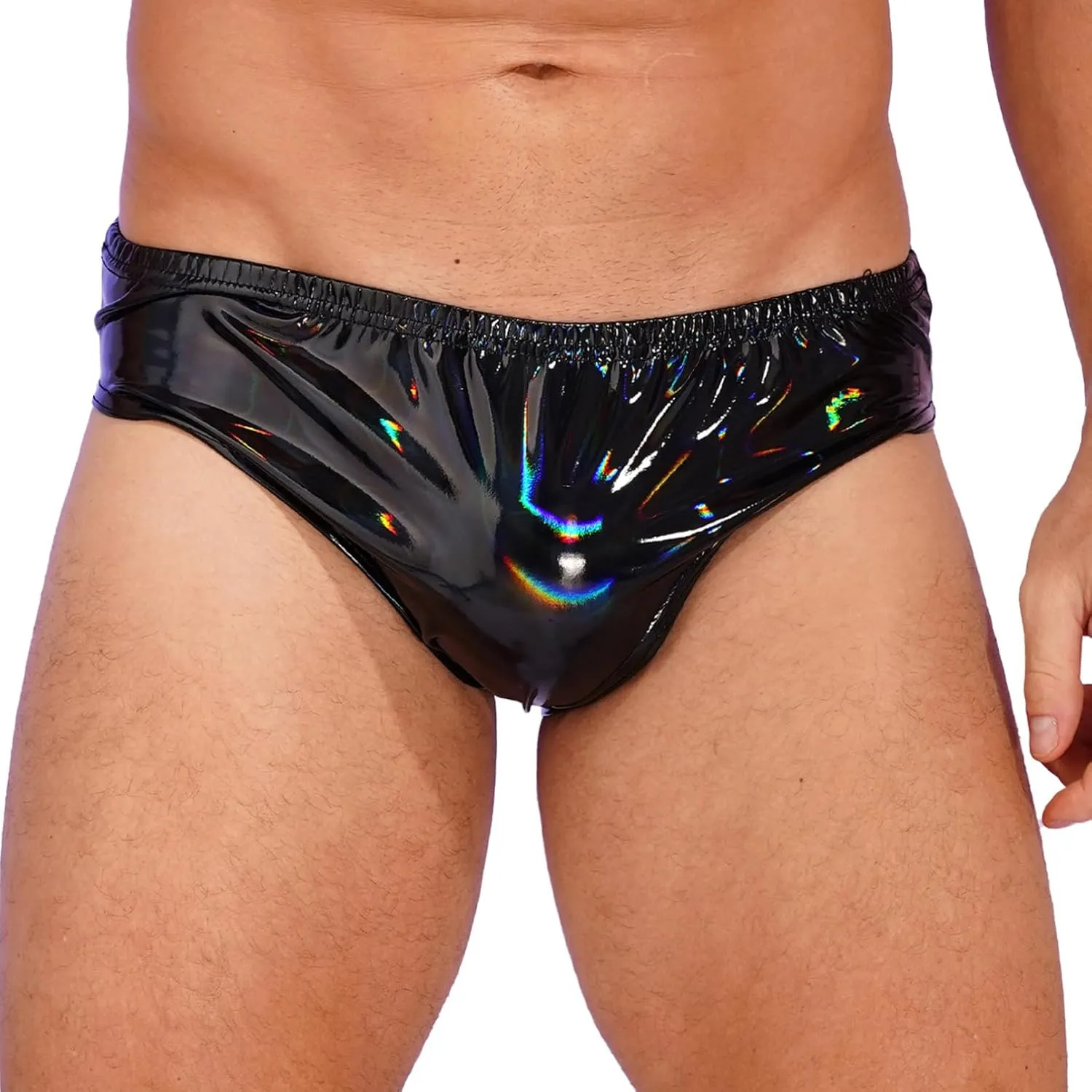 Mens Latex Lingerie Underwear Patent Leather Underpants Low Waist Sexy Bikini Briefs