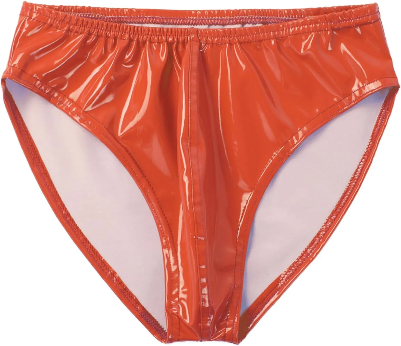 Men's Leather Boxer Briefs Thong Metallic Shiny Bulge Pouch Underwear Latex Hot Pants Clubwear