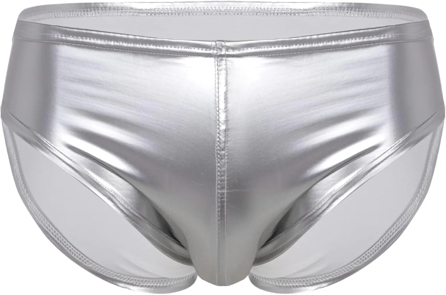 Men's Leather Boxer Briefs Thong Metallic Shiny Bulge Pouch Underwear Latex Hot Pants Clubwear