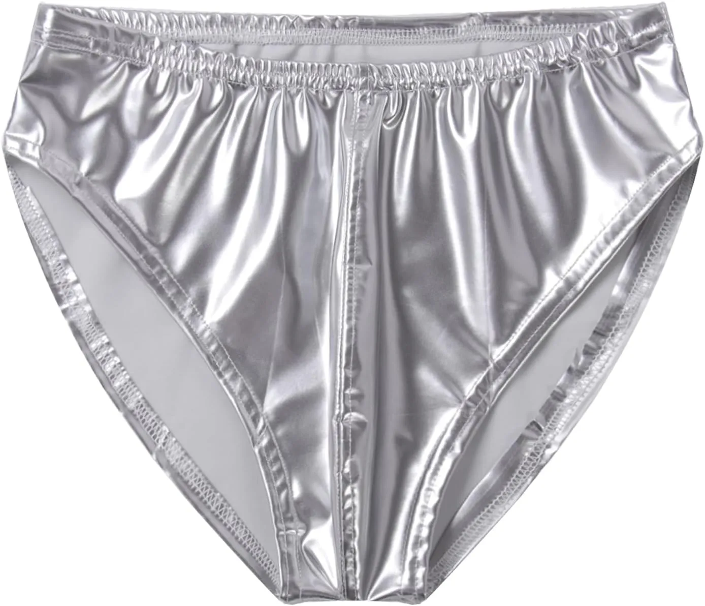 Men's Leather Boxer Briefs Thong Metallic Shiny Bulge Pouch Underwear Latex Hot Pants Clubwear
