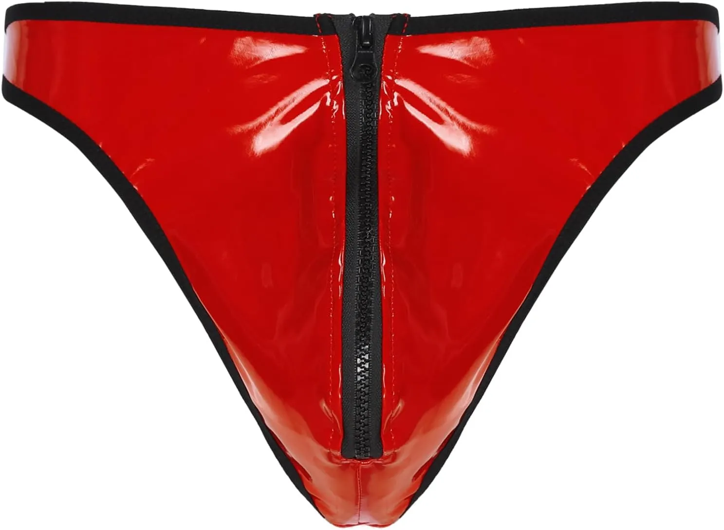 Men's Leather Boxer Briefs Thong Wetlook Leather Bulge Pouch Underwear Latex Hot Pants Clubwear