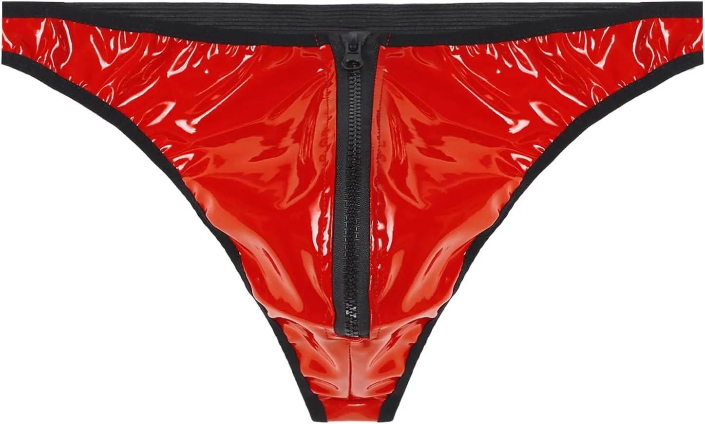 Men's Leather Boxer Briefs Thong Wetlook Leather Bulge Pouch Underwear Latex Hot Pants Clubwear