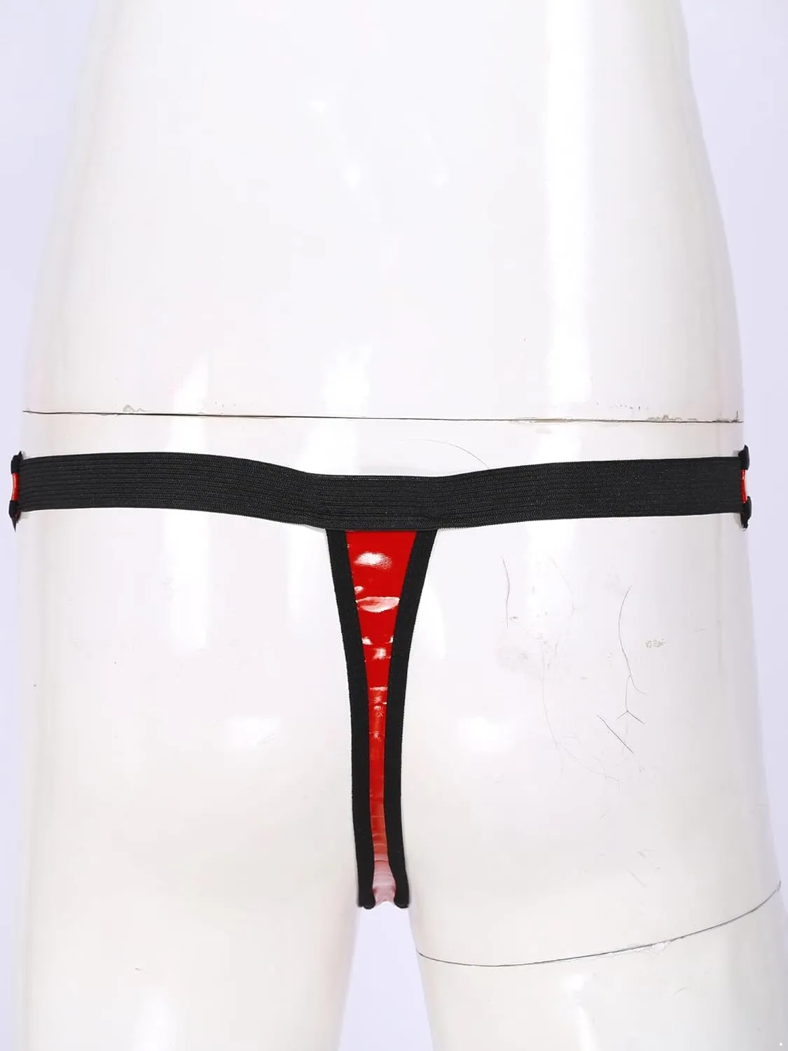 Men's Leather Boxer Briefs Thong Wetlook Leather Bulge Pouch Underwear Latex Hot Pants Clubwear