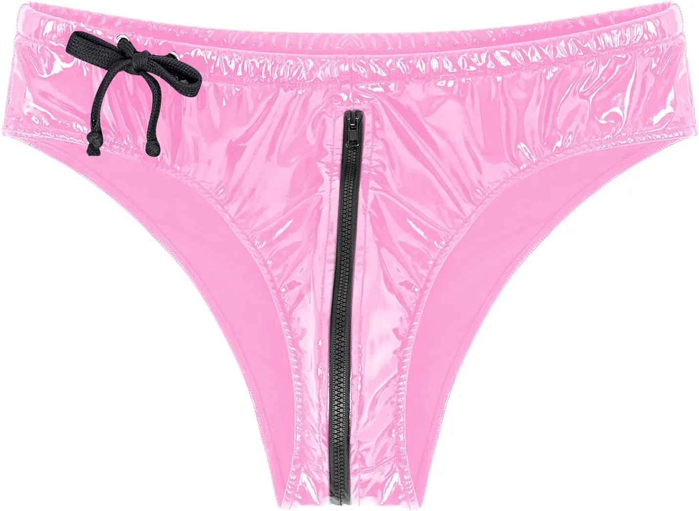 Men's Shiny Boxer Briefs Thong Metallic Leather Bulge Pouch Underwear Latex Hot Pants Clubwear
