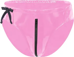 Men's Shiny Boxer Briefs Thong Metallic Leather Bulge Pouch Underwear Latex Hot Pants Clubwear
