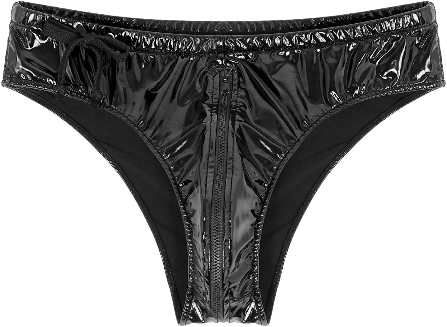 Men's Shiny Boxer Briefs Thong Metallic Leather Bulge Pouch Underwear Latex Hot Pants Clubwear