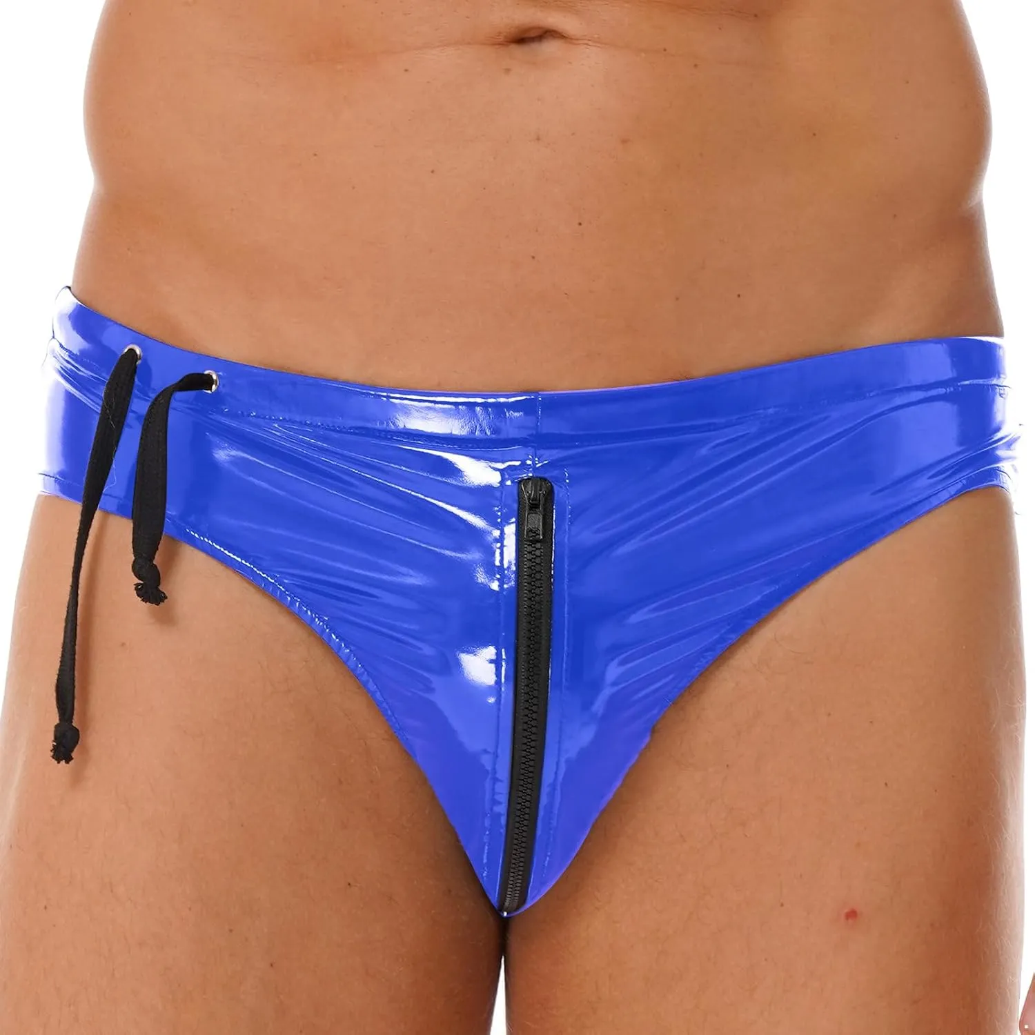 Men's Shiny Boxer Briefs Thong Metallic Leather Bulge Pouch Underwear Latex Hot Pants Clubwear