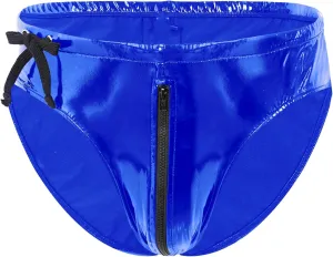 Men's Shiny Boxer Briefs Thong Metallic Leather Bulge Pouch Underwear Latex Hot Pants Clubwear