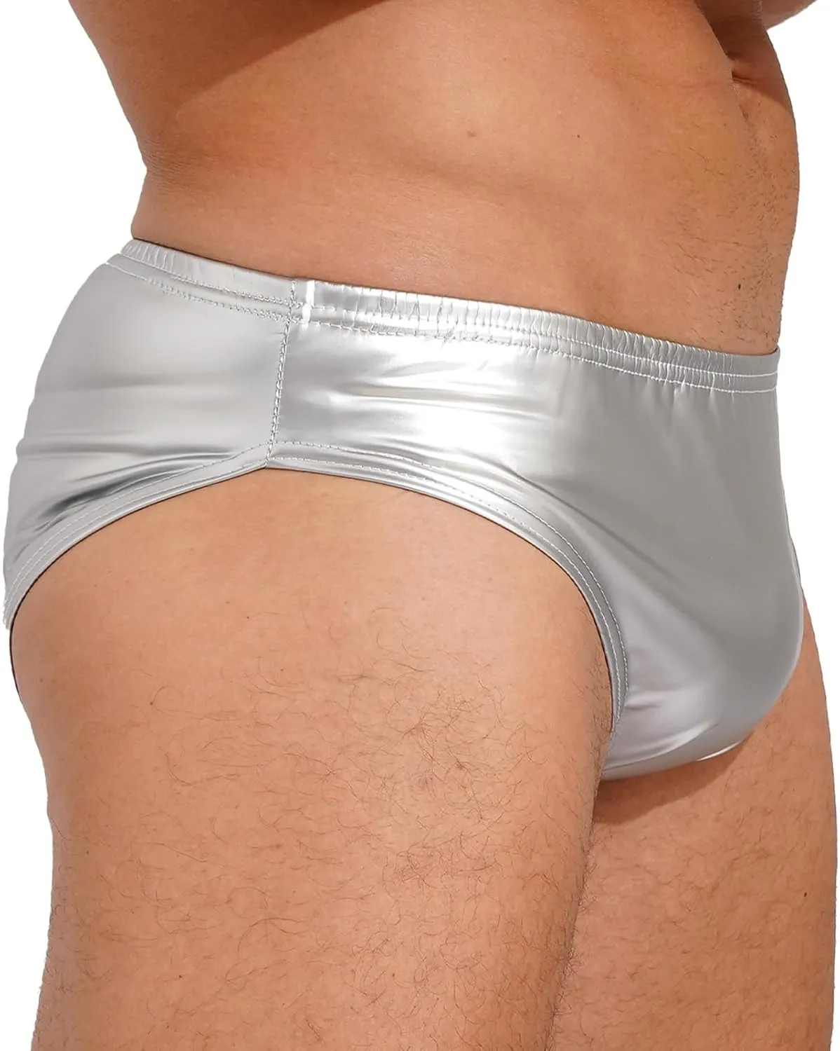 Men's Shiny Leather Boxer Briefs Sissy Bulge Pouch Underwear Latex Hot Pants Clubwear