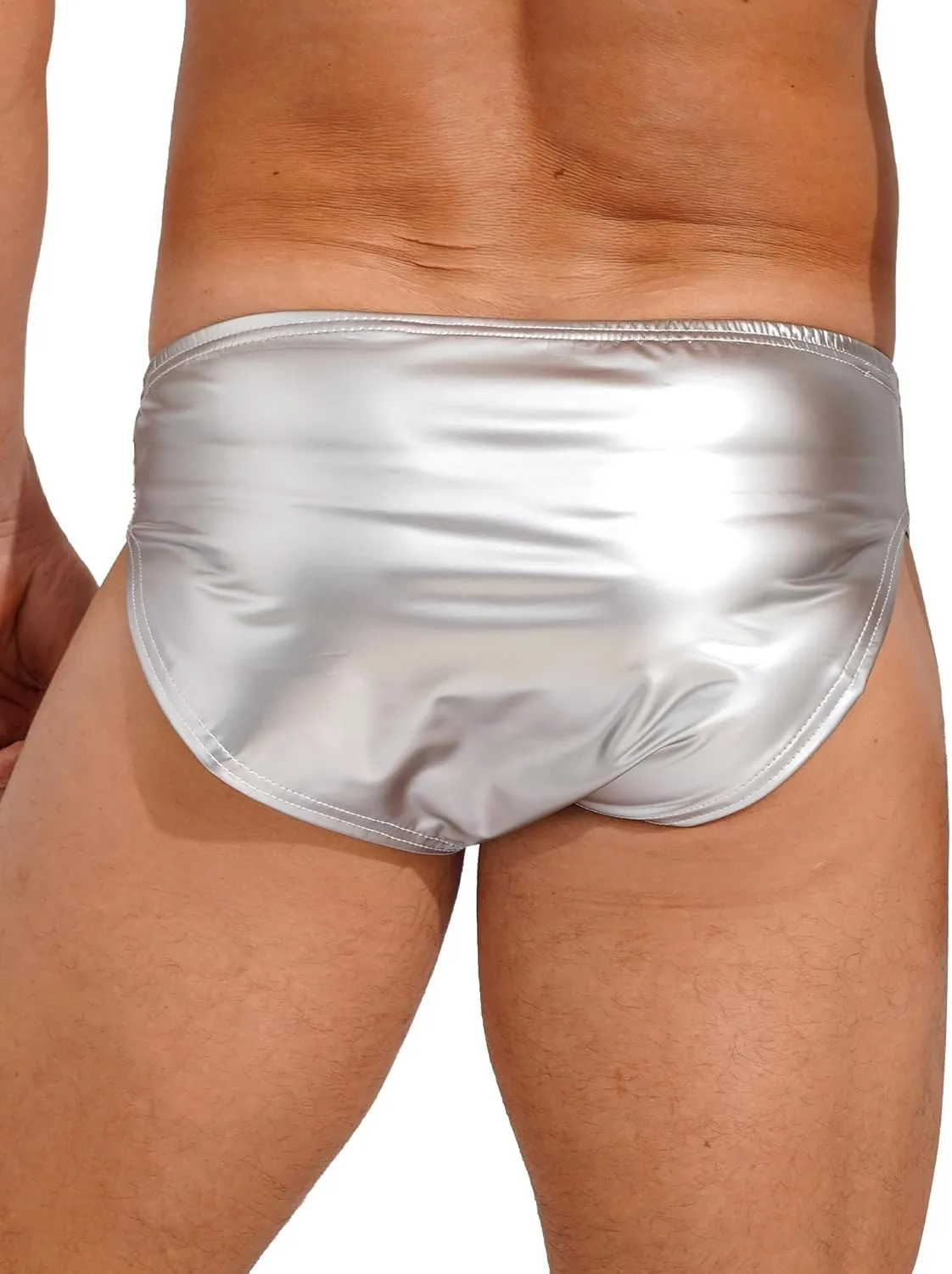 Men's Shiny Leather Boxer Briefs Sissy Bulge Pouch Underwear Latex Hot Pants Clubwear