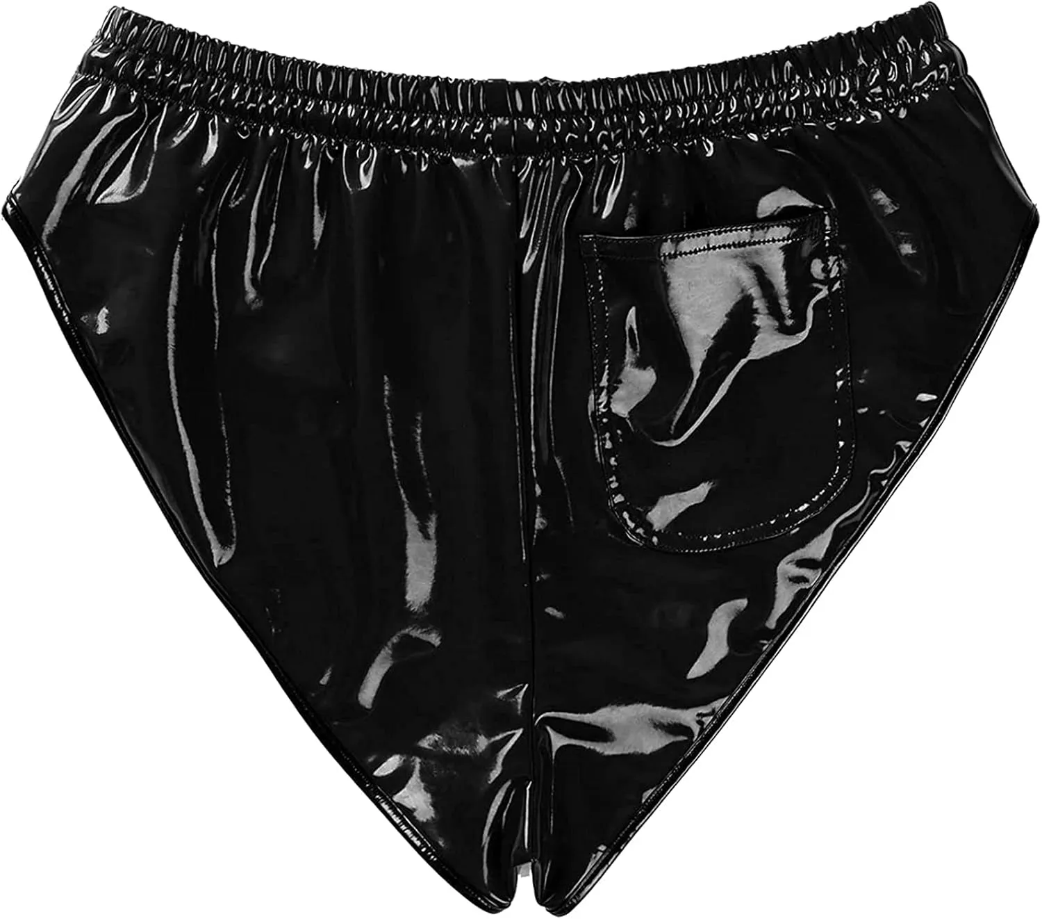 Mens Shiny Metallic Patent Leather Boxer Shorts Underwear Strings High Cut Dance Bottoms Clubwear
