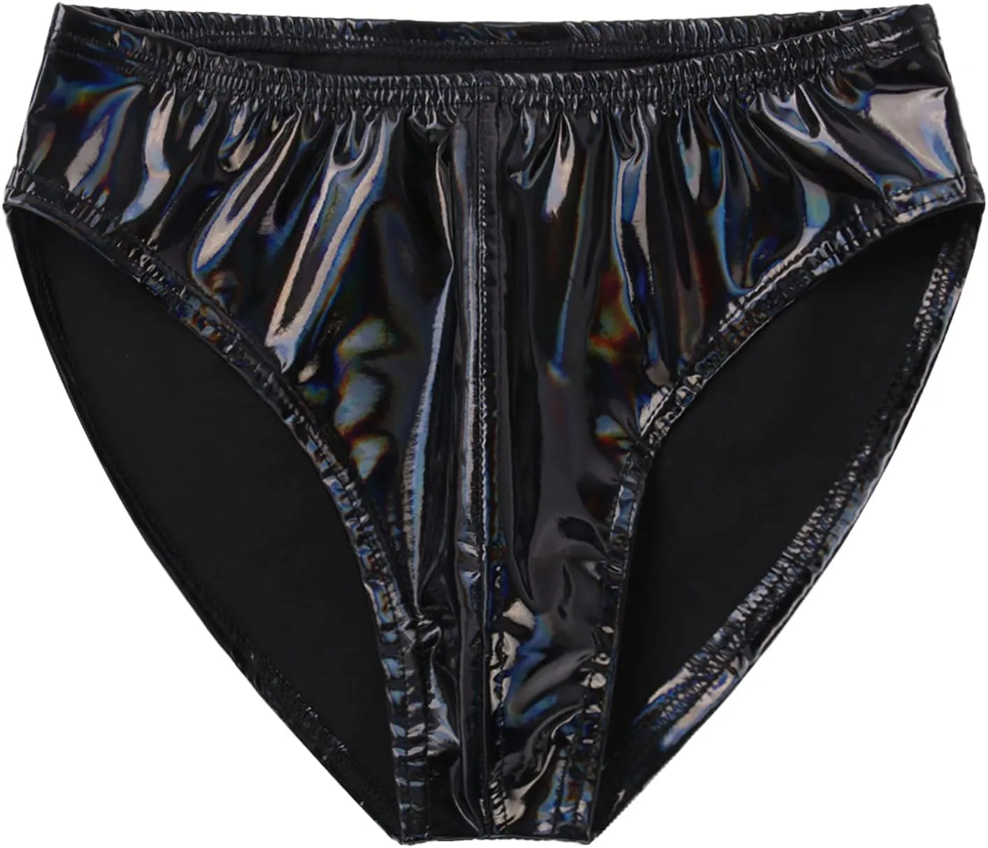 Men's Shiny Metallic PVC Leather Bikini Briefs Underwear Elastic Waistband Underpants
