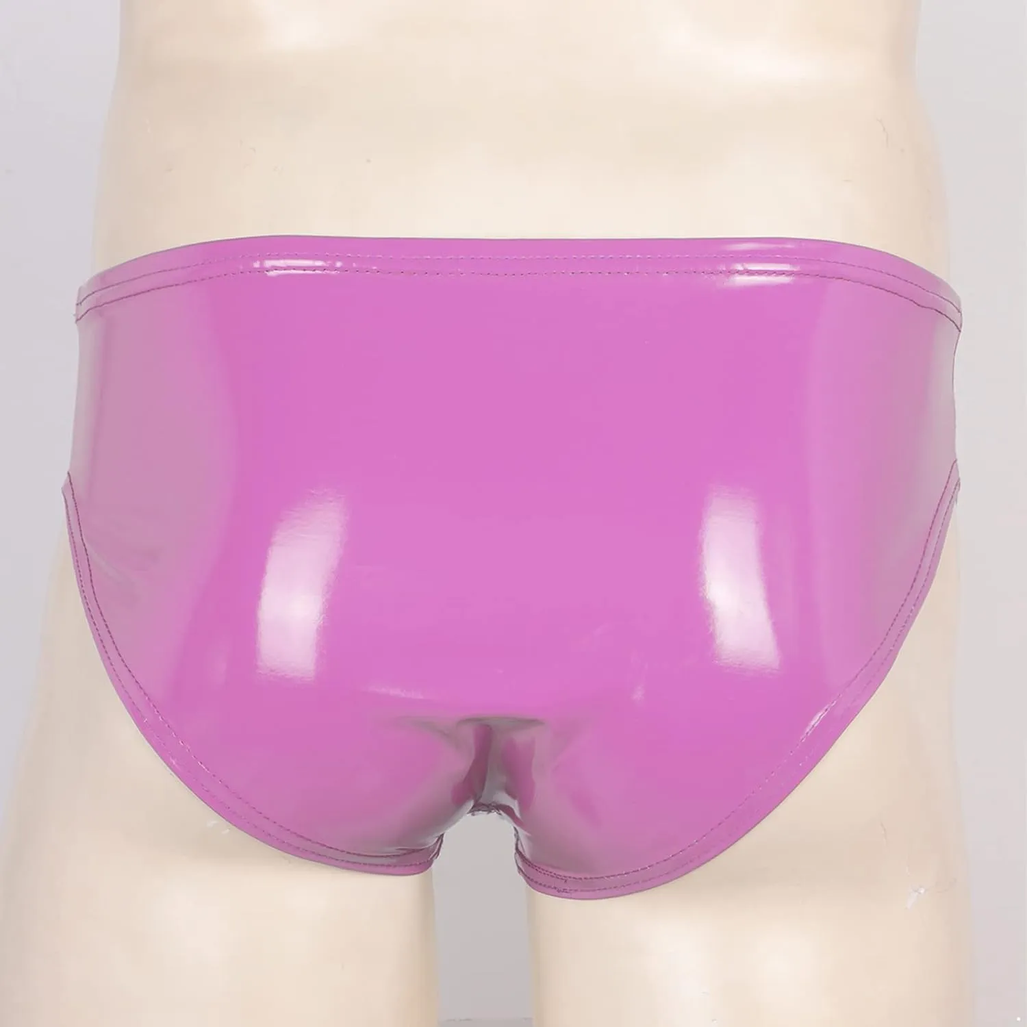 Men's Underwear Low Waist Shiny Bikini Briefs Swim Trunks Wet Look Patent Leather Lingerie Underpants