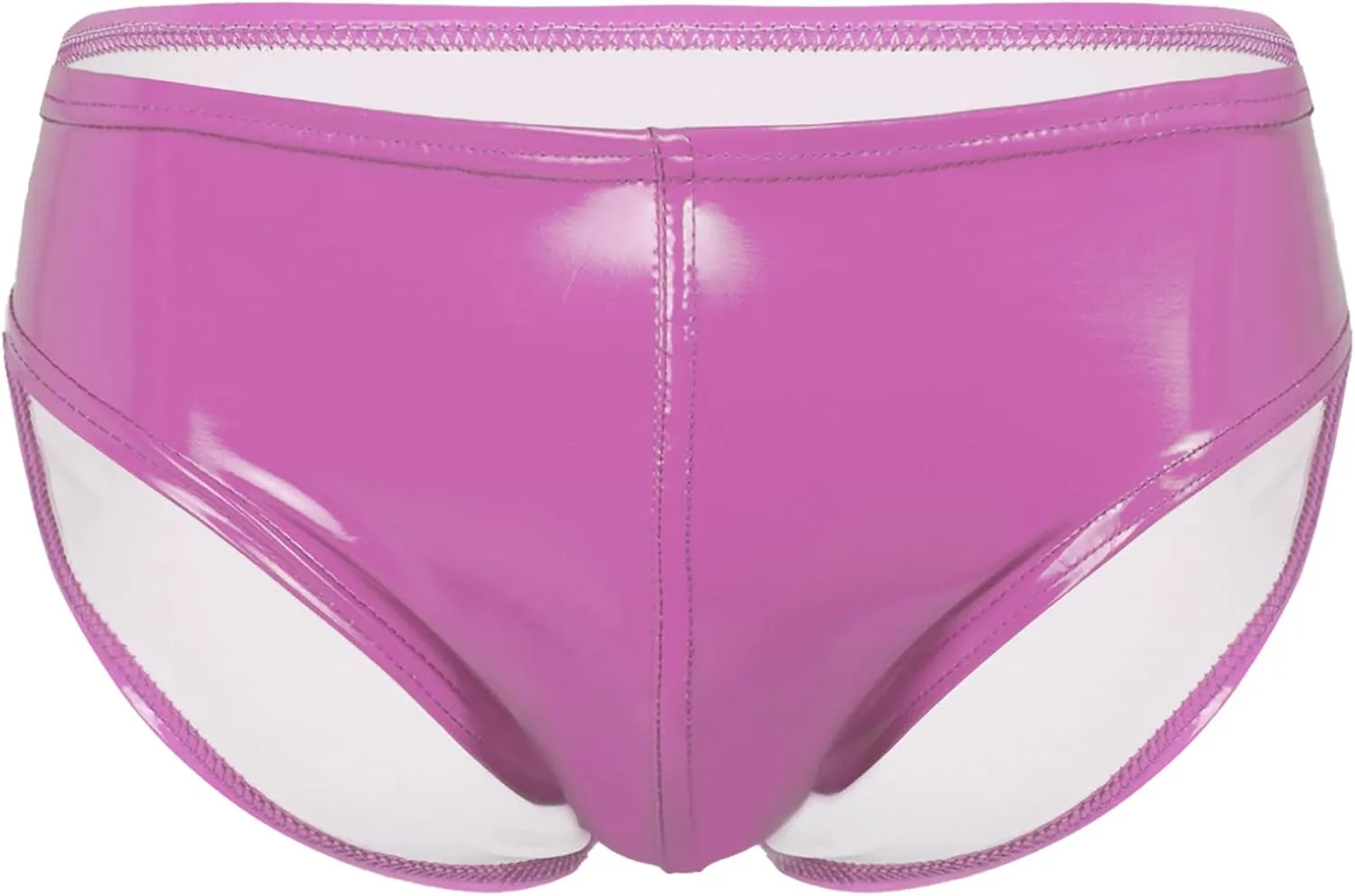 Men's Underwear Low Waist Shiny Bikini Briefs Swim Trunks Wet Look Patent Leather Lingerie Underpants