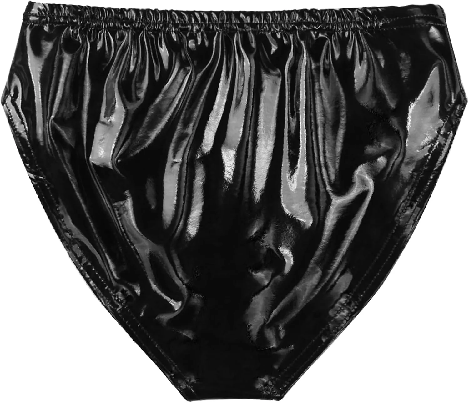 Men's Wet Look Low Rise Bikini Briefs Bulge Pouch Patent Leather Thongs Underpants Jockstrap