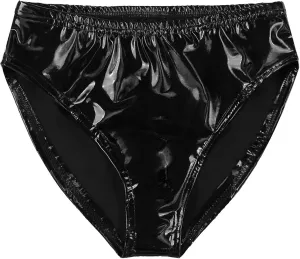 Men's Wet Look Low Rise Bikini Briefs Bulge Pouch Patent Leather Thongs Underpants Jockstrap