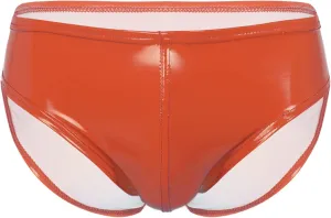 Men's Wet Look Shiny PVC Leather Swimming Trunks Sexy Low Rise Bulge Pouch Boxer Briefs