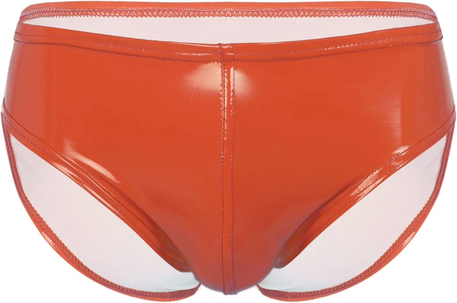 Men's Wet Look Shiny PVC Leather Swimming Trunks Sexy Low Rise Bulge Pouch Boxer Briefs