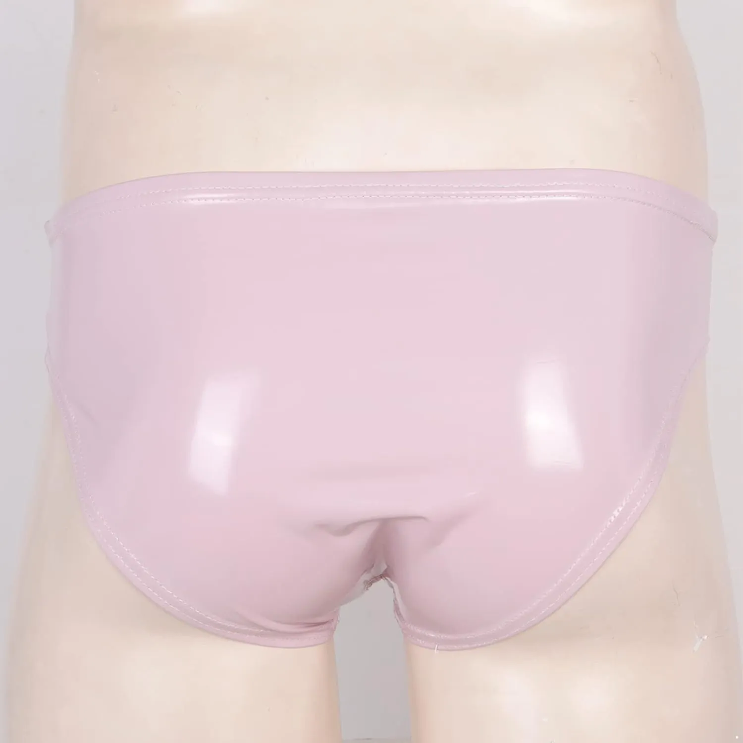 Men's Wet Look Shiny PVC Leather Swimming Trunks Sexy Low Rise Bulge Pouch Boxer Briefs