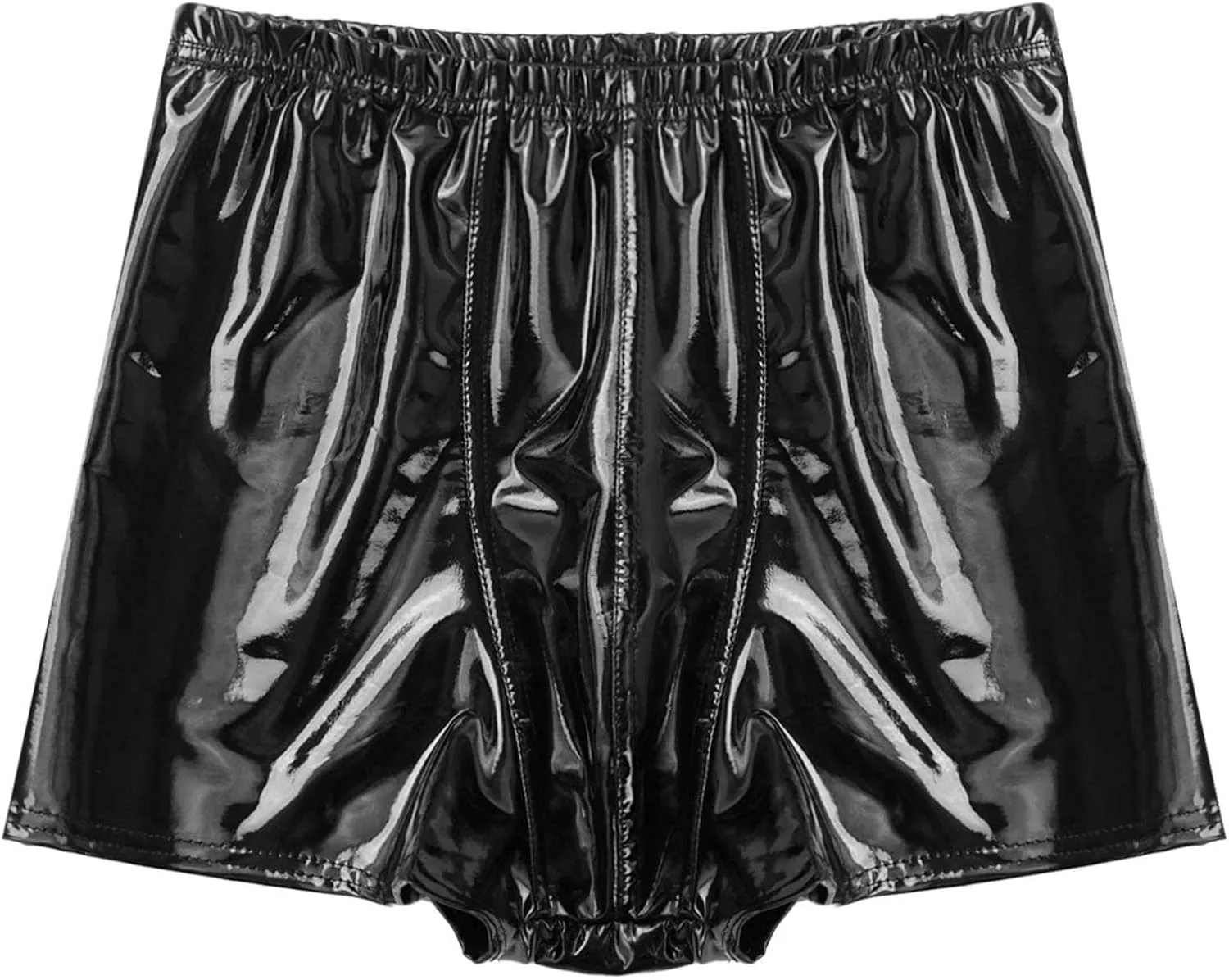 Mens Wetlook Patent Leather Bulge Pouch Panties Boxer Brief Hot Pants Swim Shorts Underwear