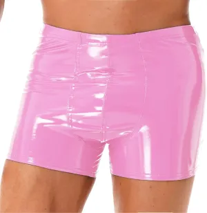 Mens Wetlook Patent Leather Bulge Pouch Panties Boxer Brief Hot Pants Swim Shorts Underwear