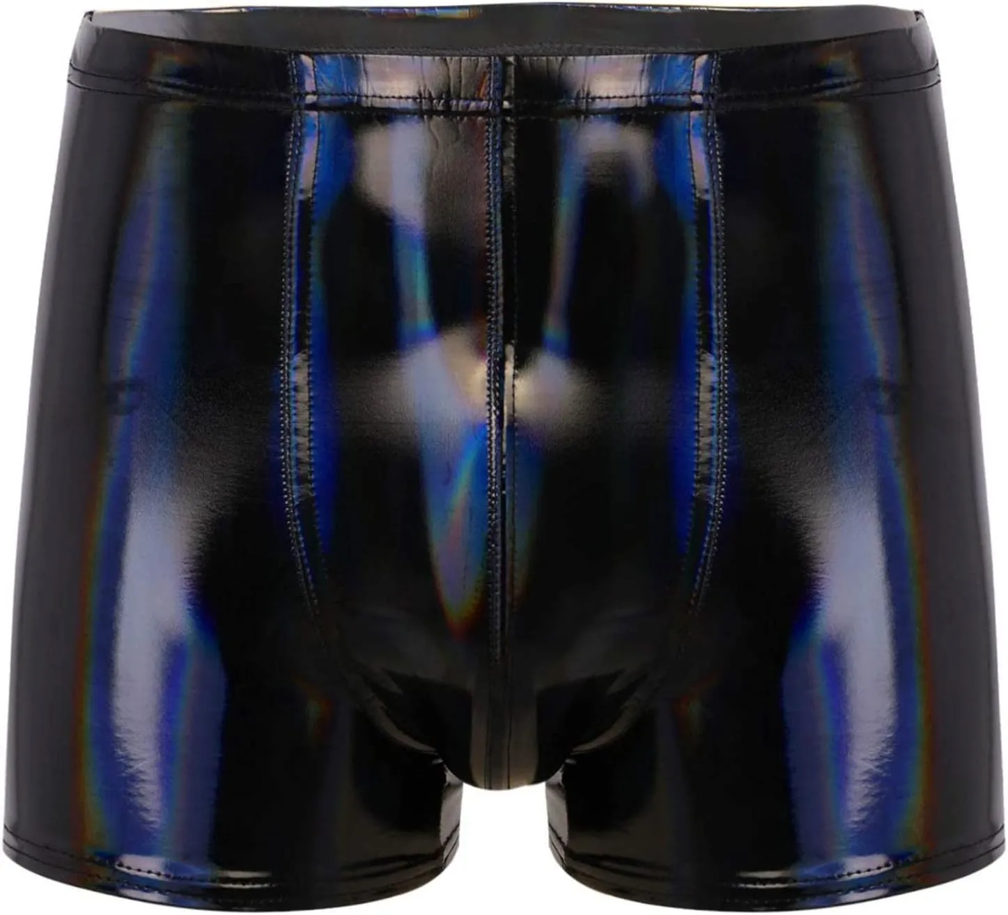 Mens Wetlook Patent Leather Bulge Pouch Panties Boxer Brief Hot Pants Swim Shorts Underwear