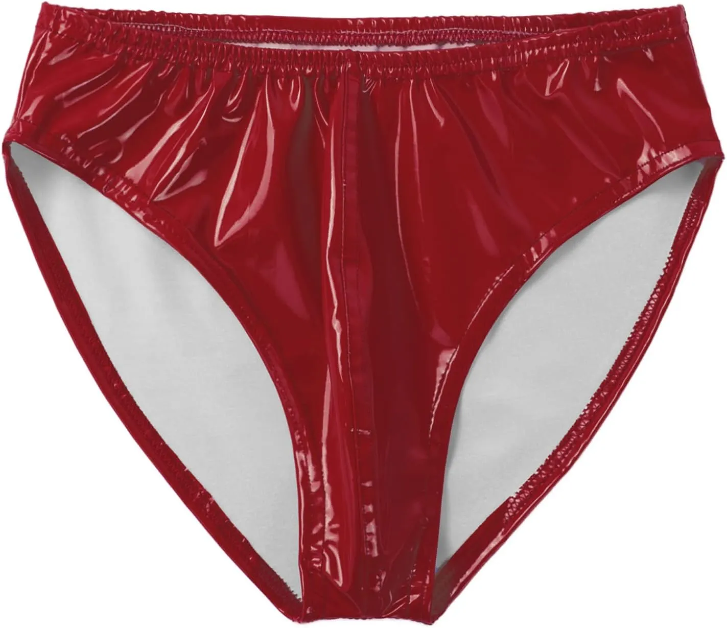 Men's Wetlook PVC Leather Bikini Briefs Jockstrap Bulge Pouch Panties Swimsuits Underwear