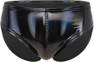 Moily Men Glossy Leather Panties Sissy Bulge Pouch G-String Thongs Bikini Briefs Latex Hot Pants Clubwear
