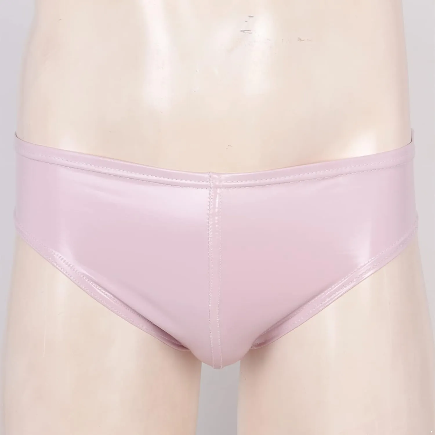 Mufeng Sexy Gay Men Underwear Metallic Liquid Leather Briefs Underwear Solid Elastic Waist Bikini Shorts