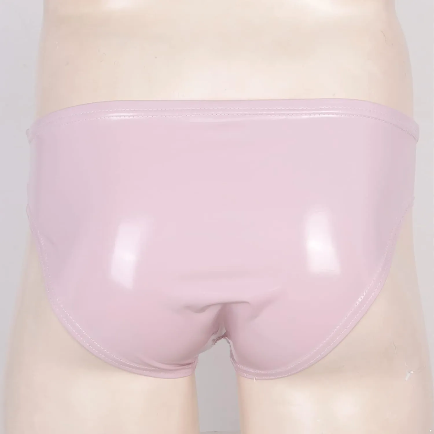 Mufeng Sexy Gay Men Underwear Metallic Liquid Leather Briefs Underwear Solid Elastic Waist Bikini Shorts