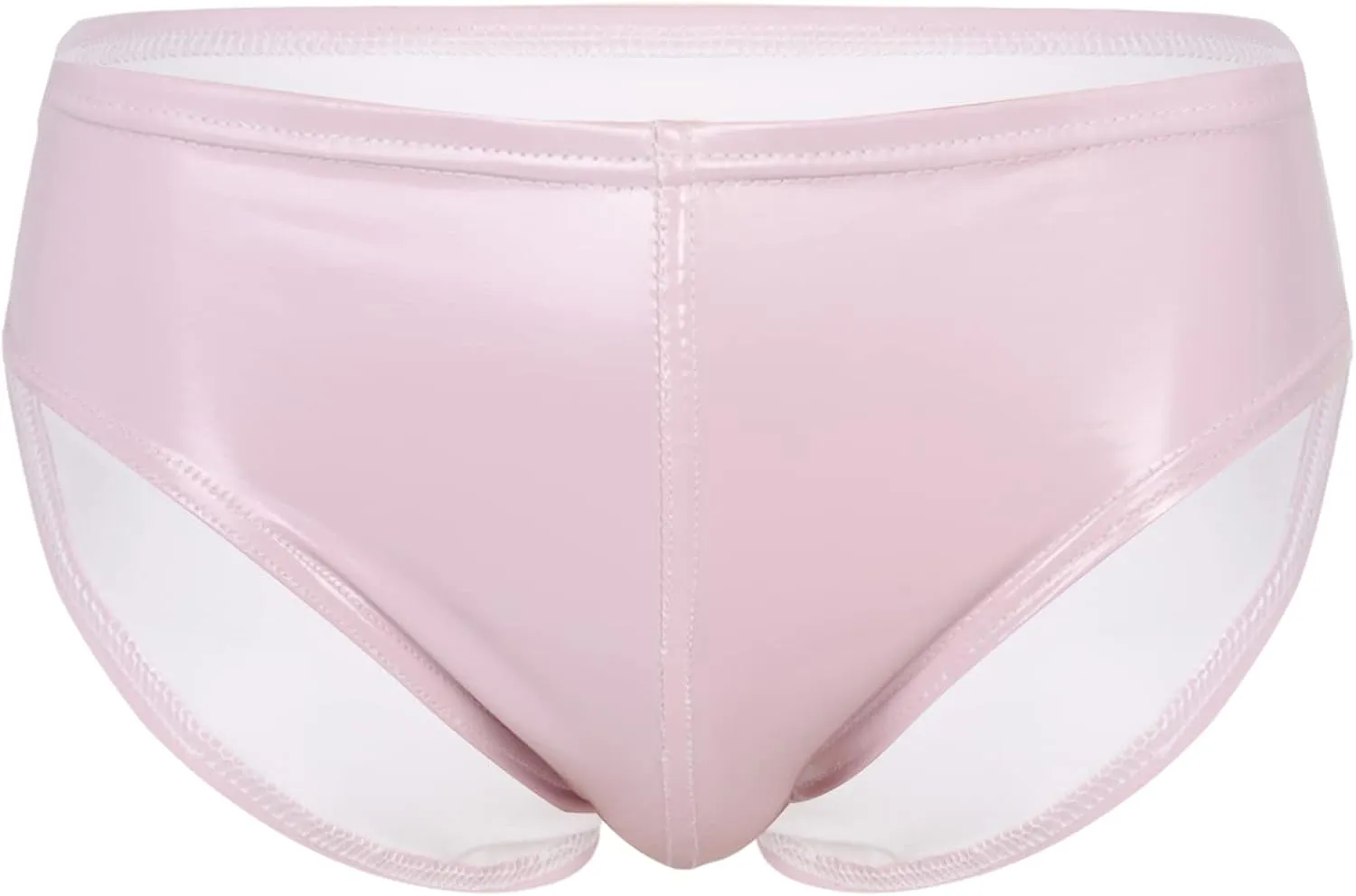 Mufeng Sexy Gay Men Underwear Metallic Liquid Leather Briefs Underwear Solid Elastic Waist Bikini Shorts
