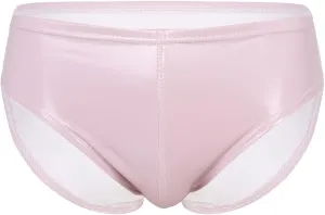 Mufeng Sexy Gay Men Underwear Metallic Liquid Leather Briefs Underwear Solid Elastic Waist Bikini Shorts